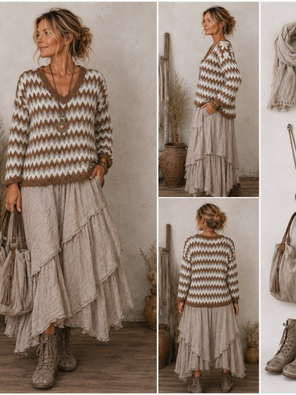 POL Chevron Zig Zag Sweater‎ Womens L Fuzzy Knit Oversized Boho Boutique Cozy